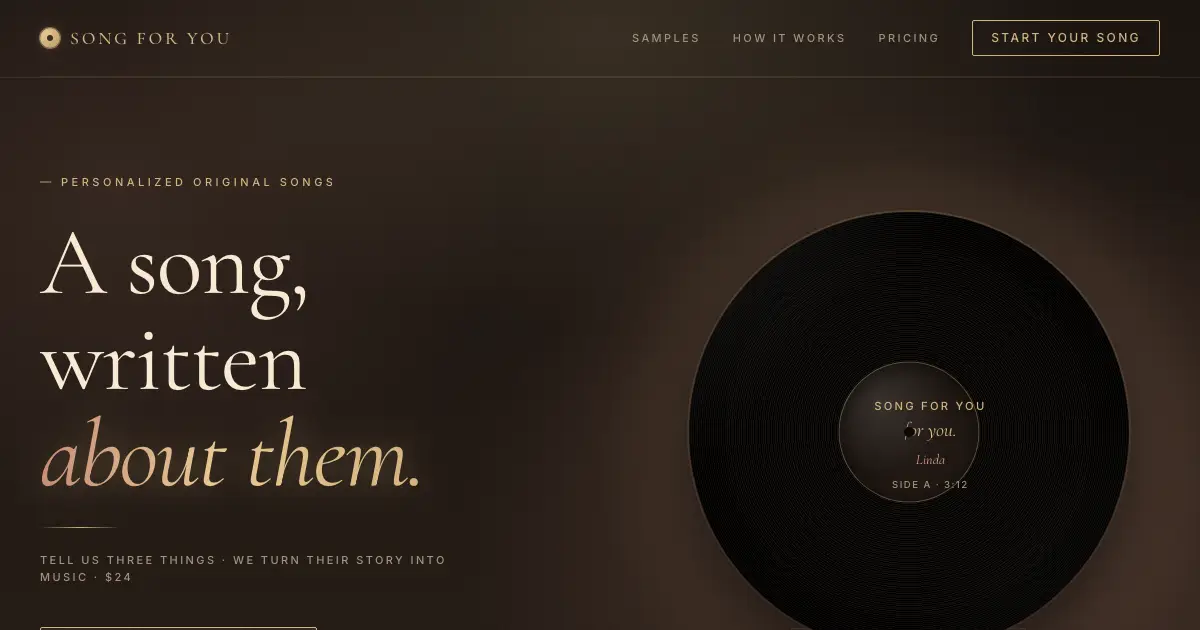 A custom wedding song — sample album artwork for a custom AI-generated song gift from Song For You